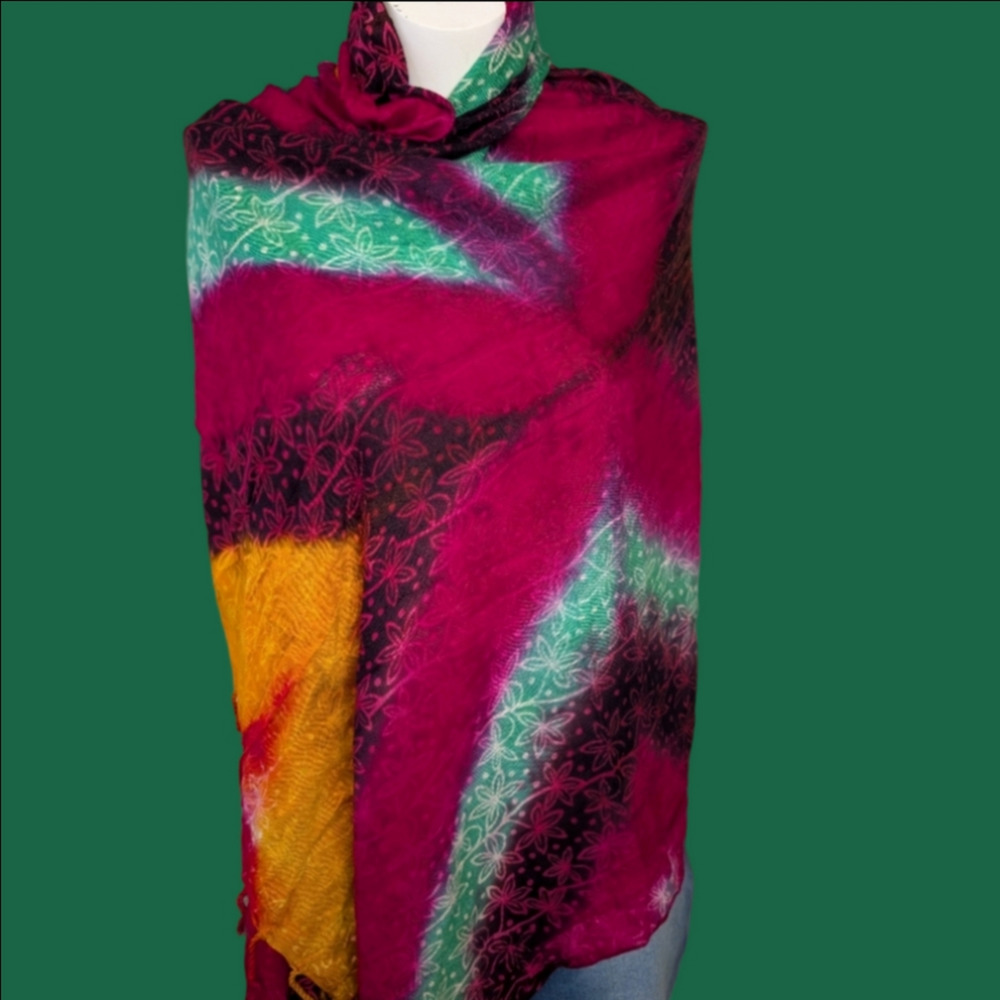 Wrap Scarf Bohemian Tie Dye Floral Colorful Hippie Style